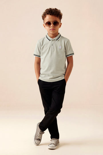 Boys' Essential Pique Polo – Sand Camel with White Tipping