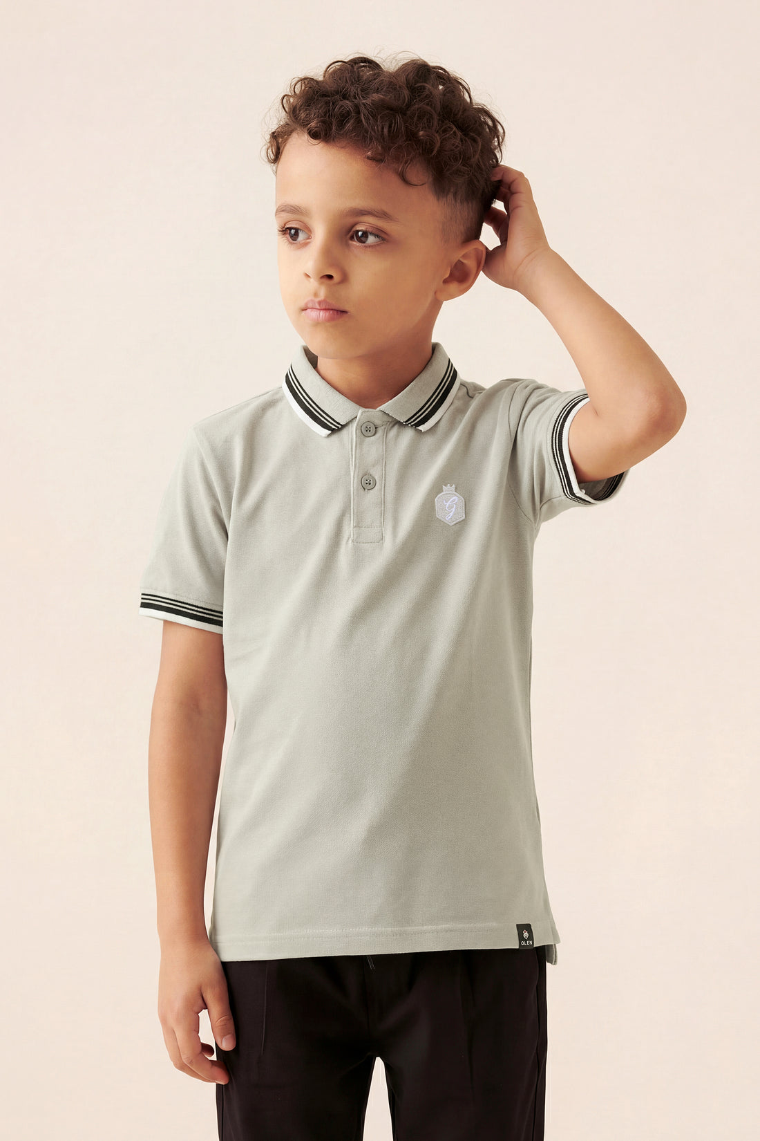 Boys' Essential Pique Polo – Sand Camel with White Tipping