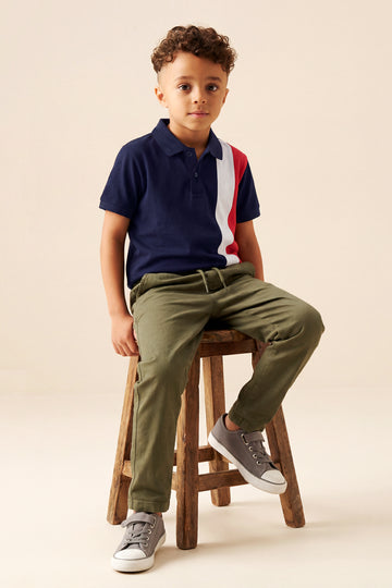 Boys' Victory Colorblock Polo – Navy, White & Red Racing Stripe