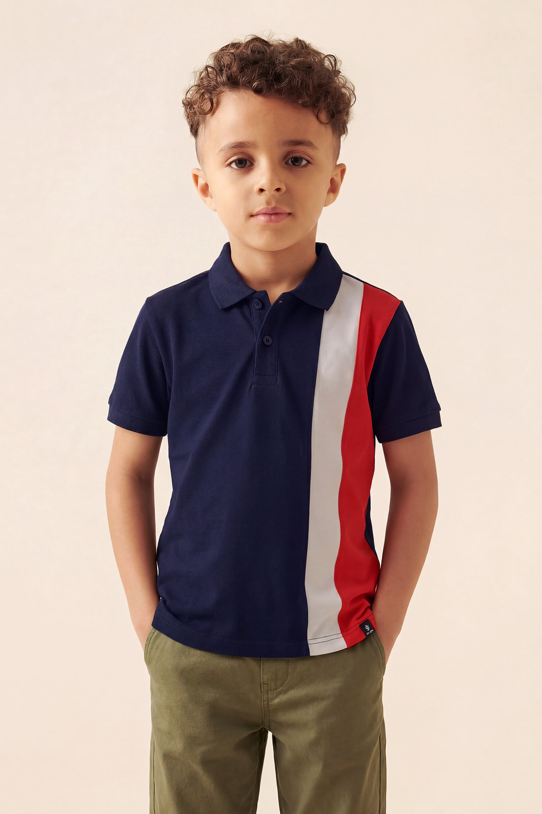 Boys' Victory Colorblock Polo – Navy, White & Red Racing Stripe