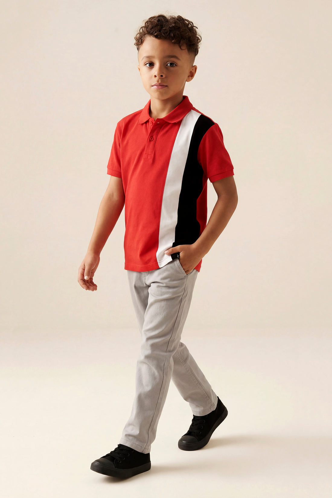 Boys' Grand Prix Colorblock Polo – Racing Red, White & Black