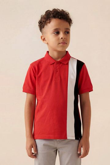 Boys' Grand Prix Colorblock Polo – Racing Red, White & Black