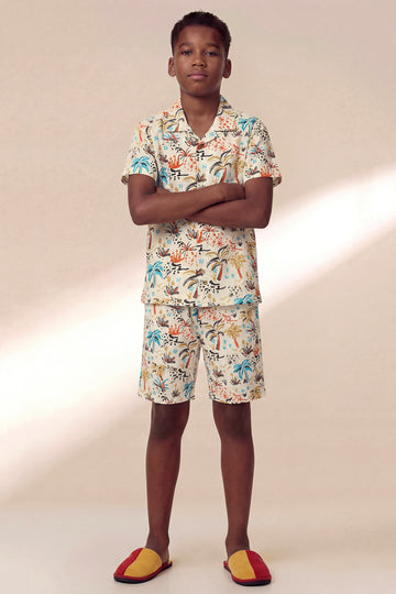 The Tropical Muslin Set – Cream Palm Print