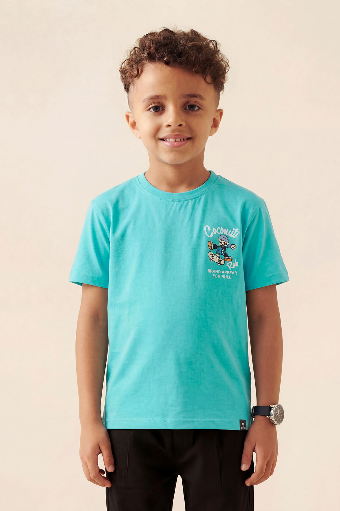 Boys' Graphic Coconut Skater Crewneck T-Shirt – Bright Turquoise