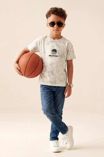 Kids' "Respect" Marble Wash Graphic Tee – Soft & Stylish