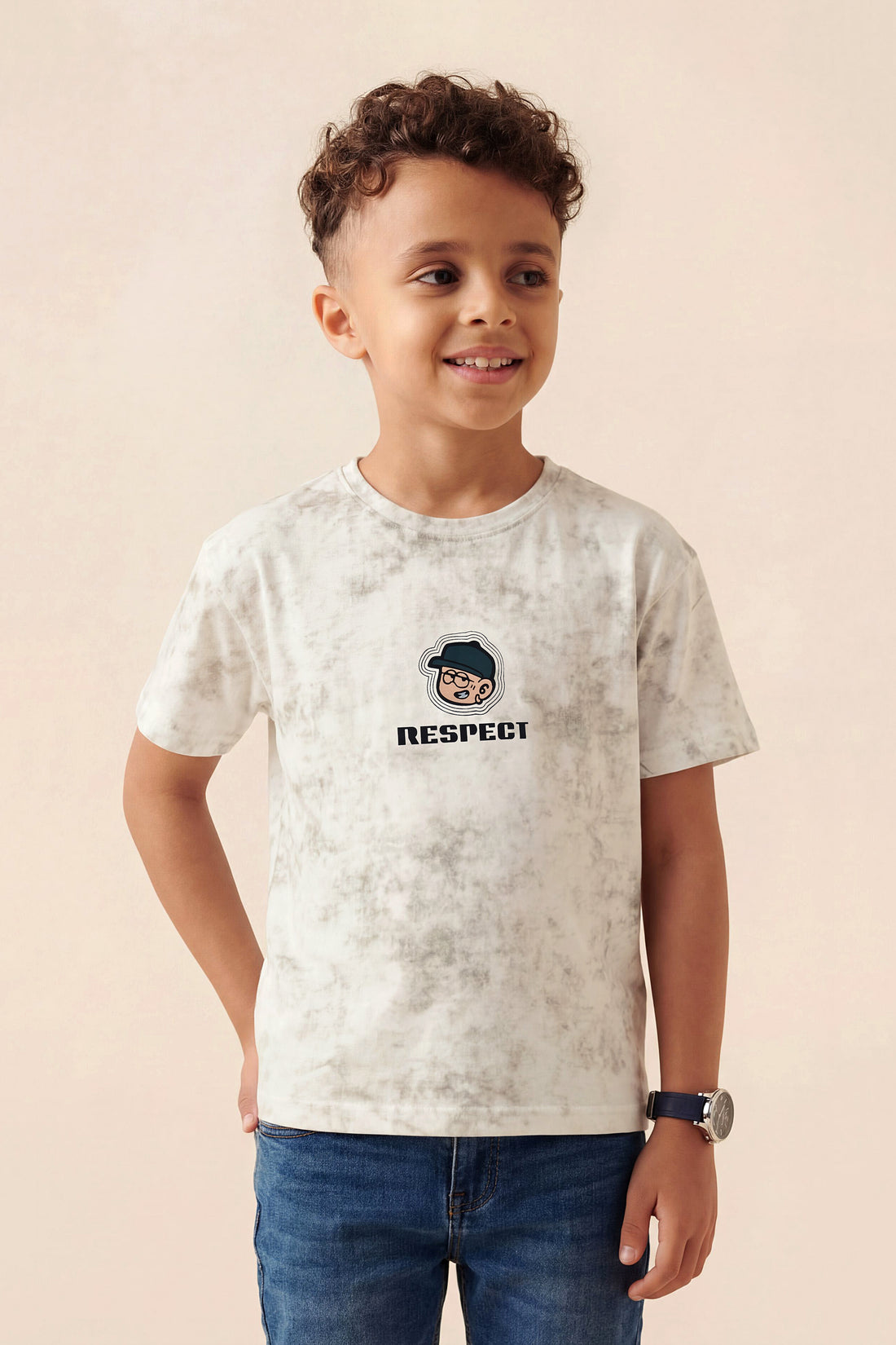 Kids' "Respect" Marble Wash Graphic Tee – Soft & Stylish