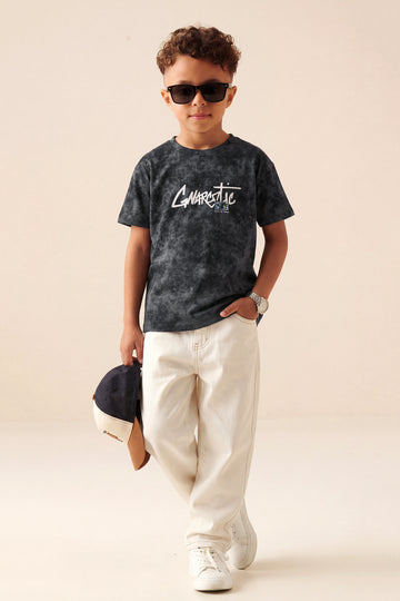 Kids' Charcoal Acid Wash Graphic Tee – Urban Streetwear Style