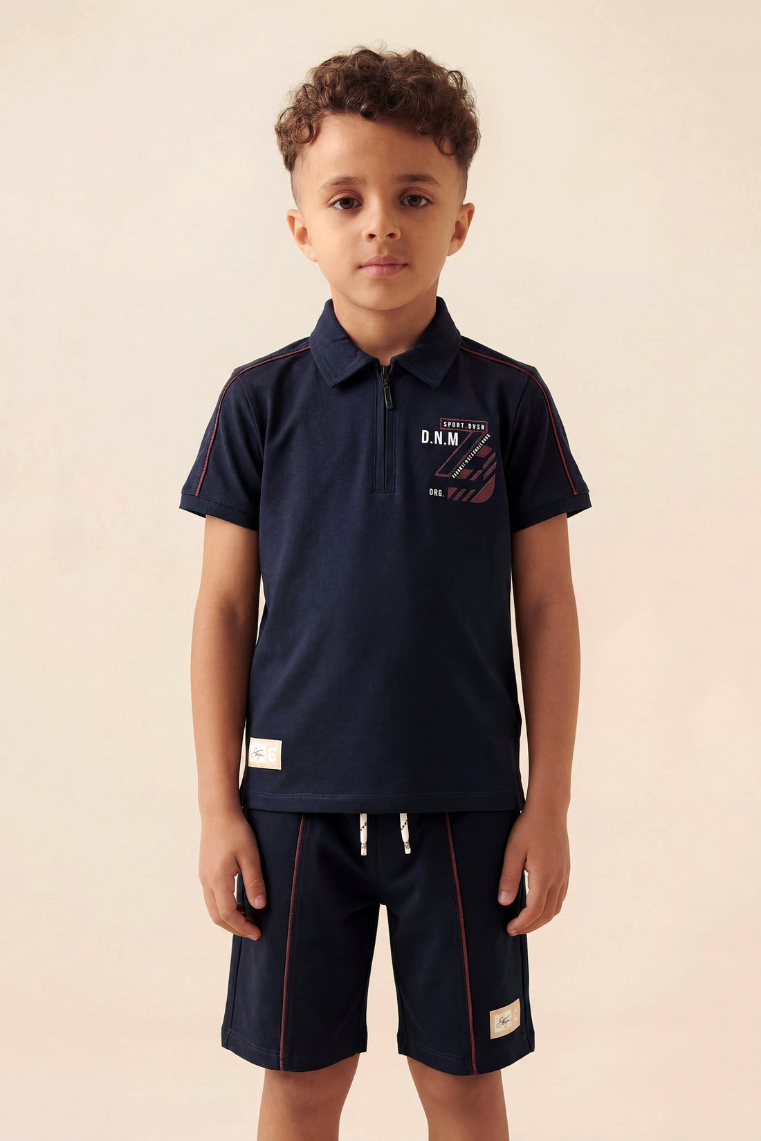 Boys' Urban Active Quarter-Zip Set – Midnight Navy & Burgundy Trim